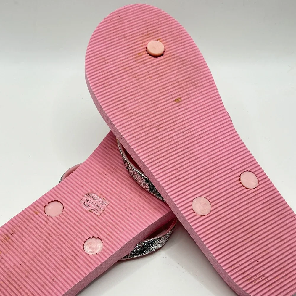 Justice‎ Girls Flip Flop Bundle Pink Sprinkles Grey Tie Dye Glitter Size 6-7